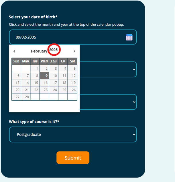 Calendar Date of Birth